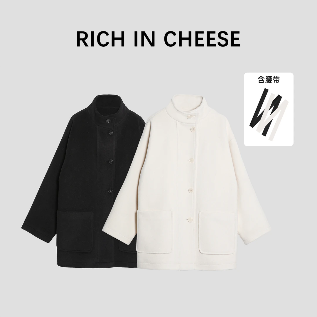 RICHINCHEESE 挪威初冬【夹棉高定版】气质高级感中长款毛呢外套