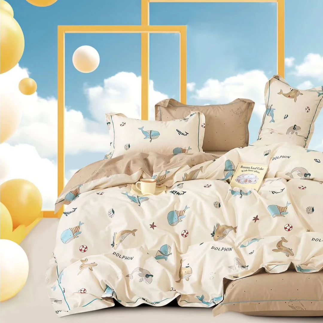 C7372 纯棉铂金60s高端133*76四件套 鲨莎200*230精梳亲肤亲子