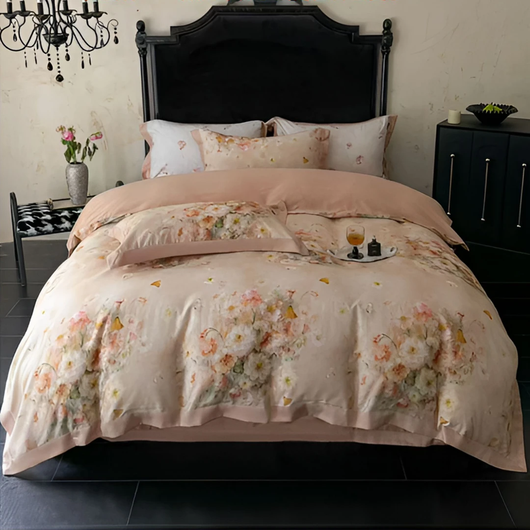 C7643 高端纯棉120s数码印花小拼角四件套 曼予200*230浪漫田园