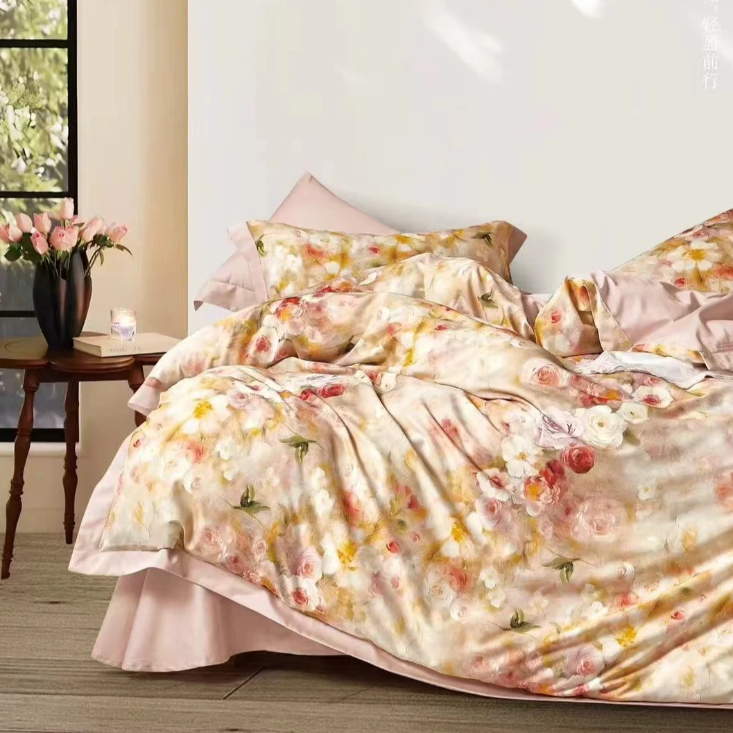 纯棉100s匹马棉数码印花四件套 克莉亚黄  标准/加大