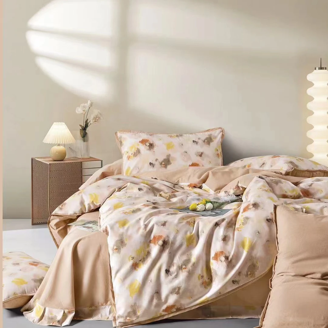 N3546 纯棉生态精纺棉滚绳双人被套 烟木玫瑰200*230加厚秋冬高档