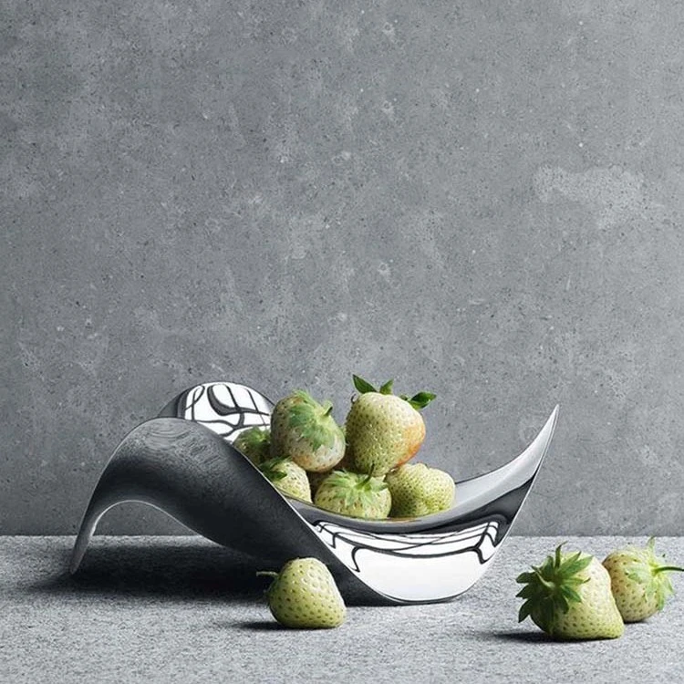 欧式现代创意不锈钢干流体水果盘碟轻奢风家居客厅茶几摆件