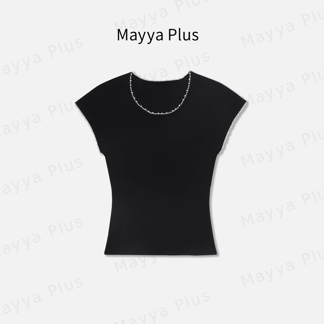 【珍珠女孩】Mayya Plus麦芽定制轻奢气质显瘦百搭针织上衣32427670
