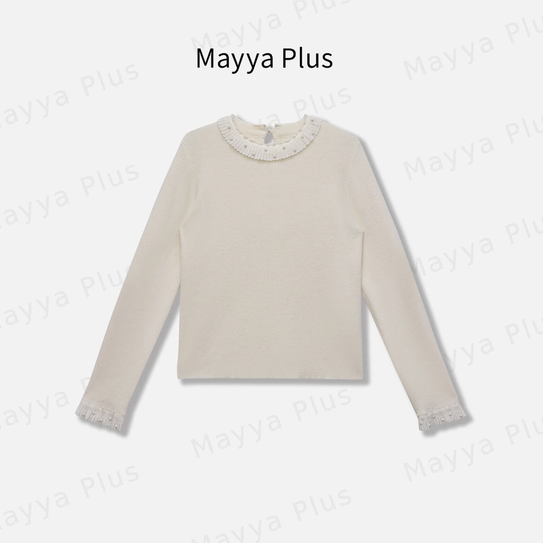 【法式少女】Mayya Plus麦芽定制轻奢气质显瘦百搭毛织上衣32448097