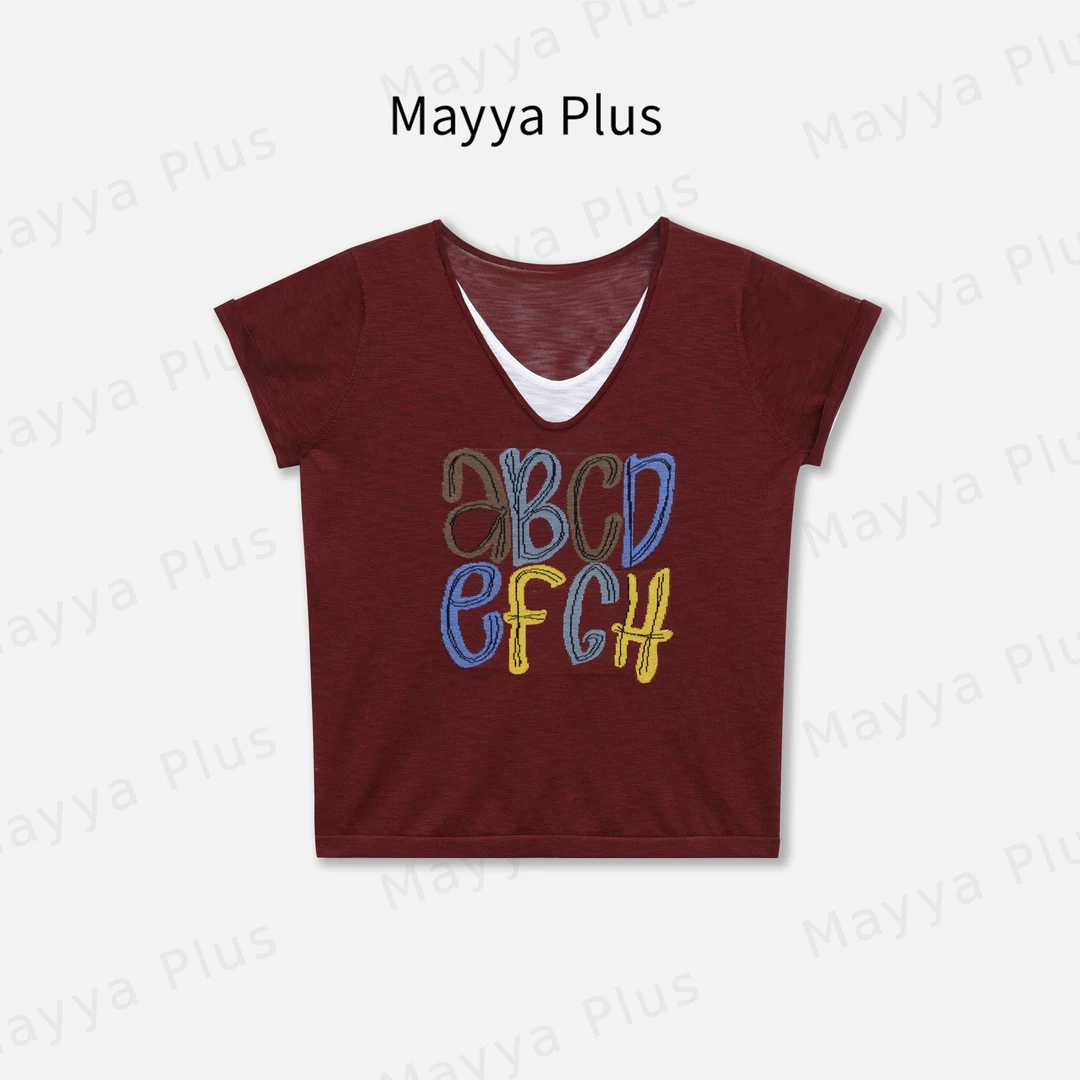 【层次感】Mayya Plus麦芽定制轻奢气质显瘦百搭款针织上衣32428713