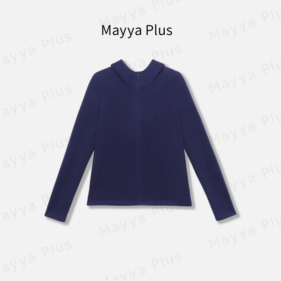 【撞色帽衫】Mayya Plus麦芽定制轻奢气质显瘦百搭针织上衣32448132