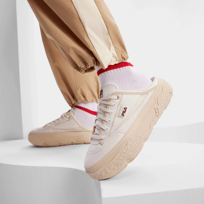 Fila/斐乐女鞋秋季岩石半拖帆布板鞋透气薄荷曼波增高F12W432307F