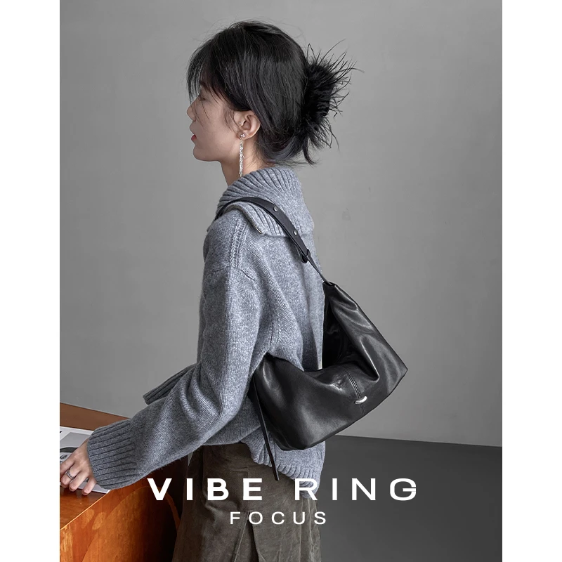 Vibe Ring高阶松弛感腋下包进口植鞣羊皮软皮单肩包休闲斜挎包