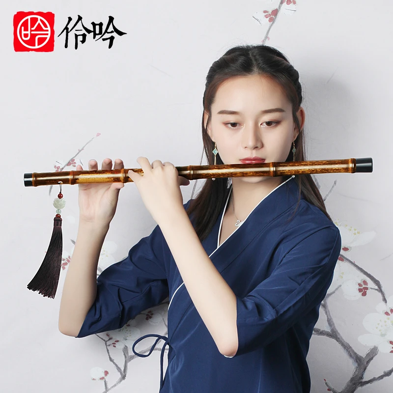 伶吟专业特制紫竹笛子乐器高档手工大漆初学练习精制儿童古风横笛