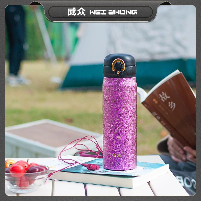 威众纯钛保温杯男女士车载钛杯学生户外大容量杯子简约随手杯