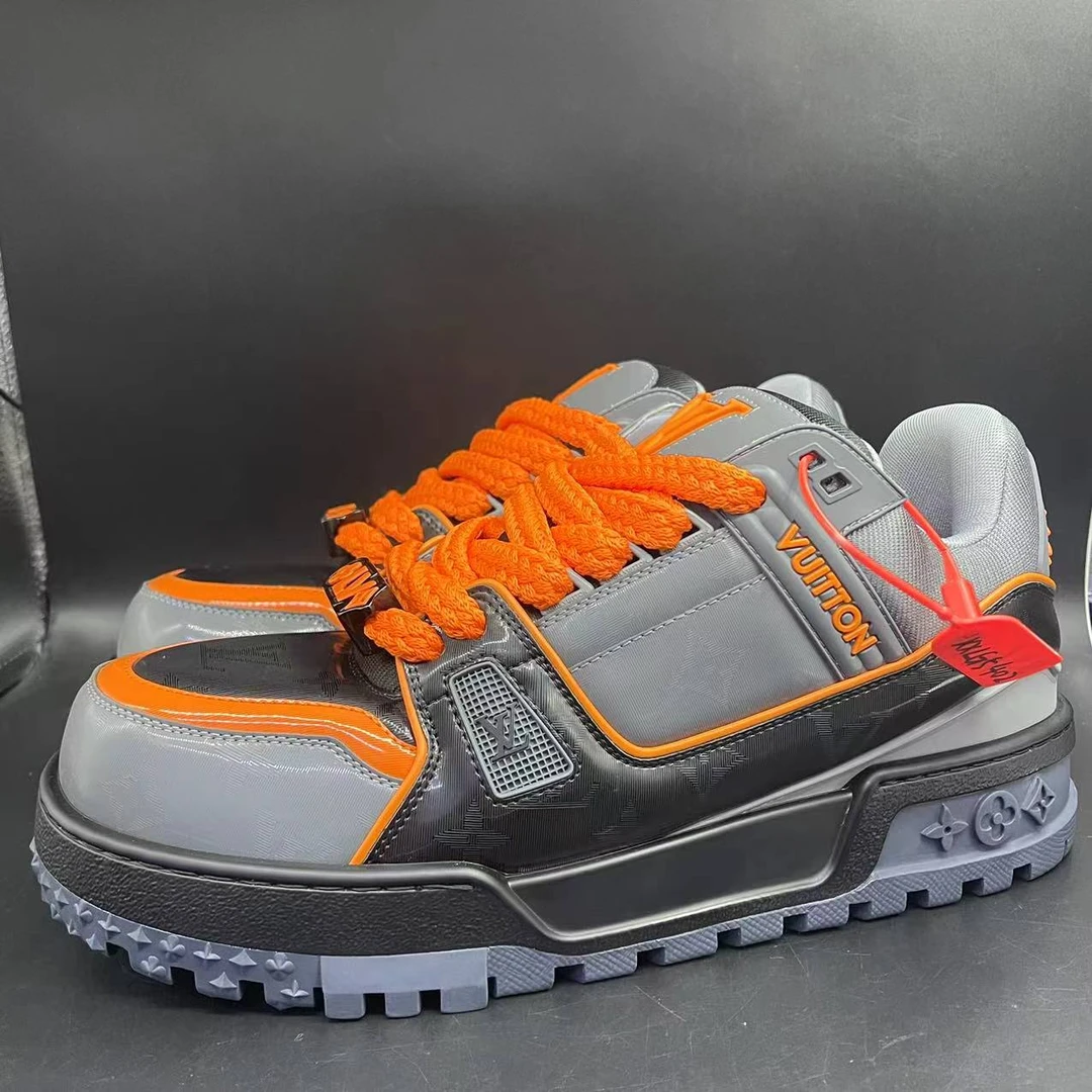 99新 LouisVuitton/路易威登 黑橙镭射胖丁吹呢trainer maxi/潮鞋
