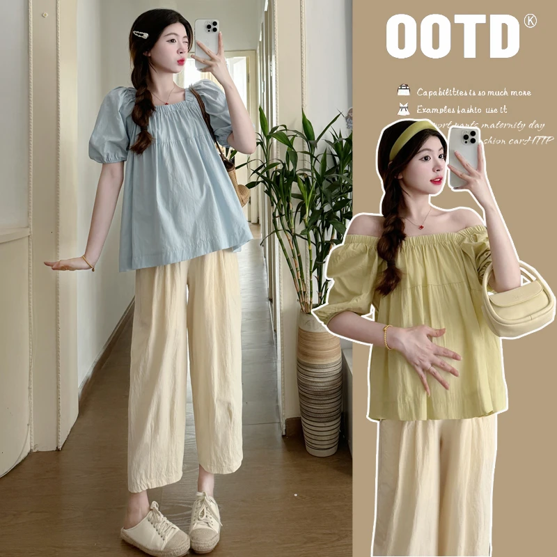 2024孕新款夏小个子两件套洋气夏季短袖遮肚休闲时尚夏季外出套装