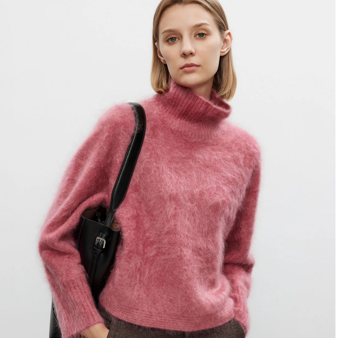 【清仓】秋冬保暖时尚百搭高领拉绒通勤宽松女毛衫234co039m