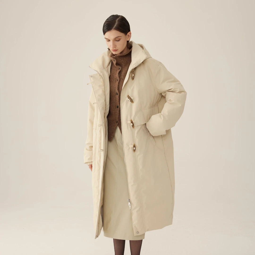 【专场】冬上新时尚气质百搭保暖牛角扣长款羽绒服243co078y