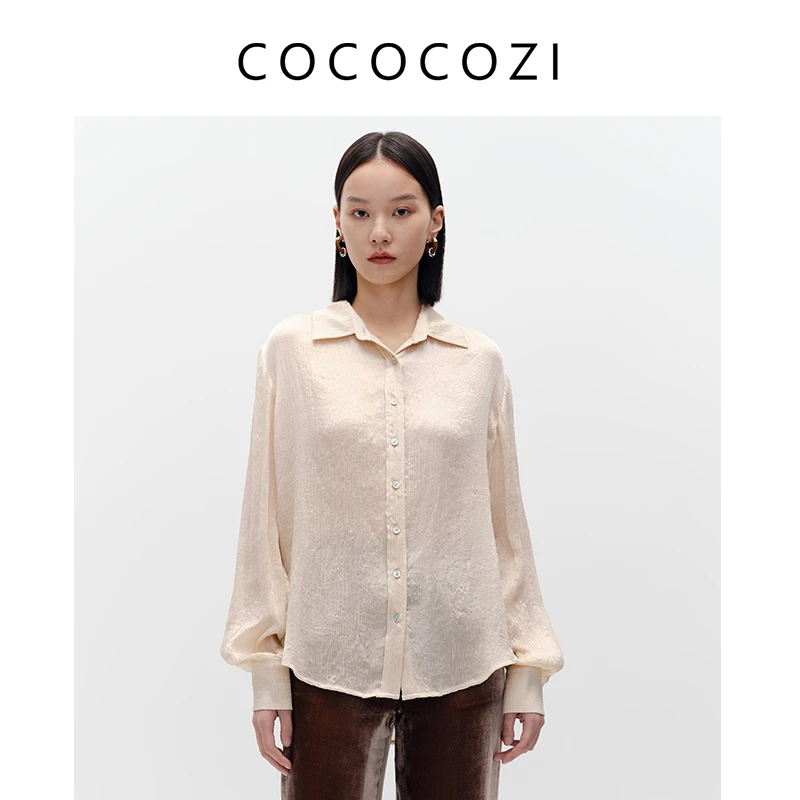 【小熊专属】COCOCOZI时尚纯色简约通勤西装桑蚕丝衬衫231CO041