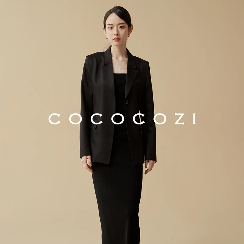 【商场同款】32姆米纯色桑蚕丝气质女通勤百搭宽松休闲西服223CO046