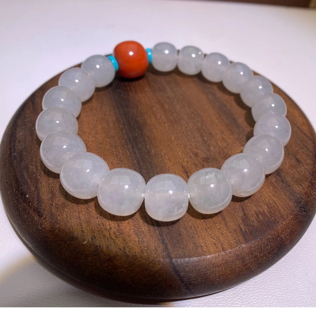 缅甸天然Ａ货翡翠老坑种起胶感11x10的老型单圈➕南红配饰