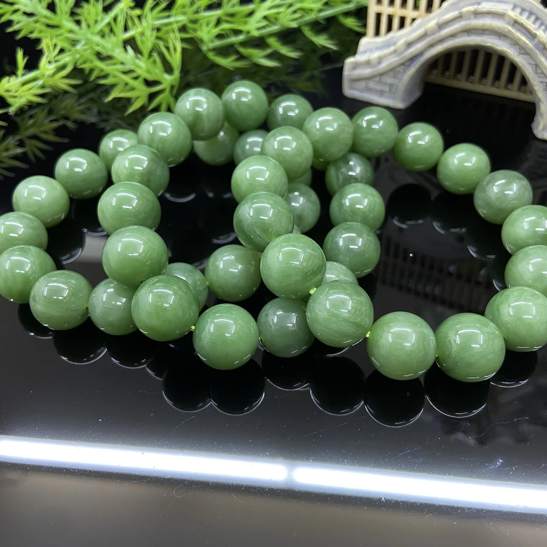 【胖胖珠宝】和田玉碧玉手串一条 约14mm （颜色款式多样性发）