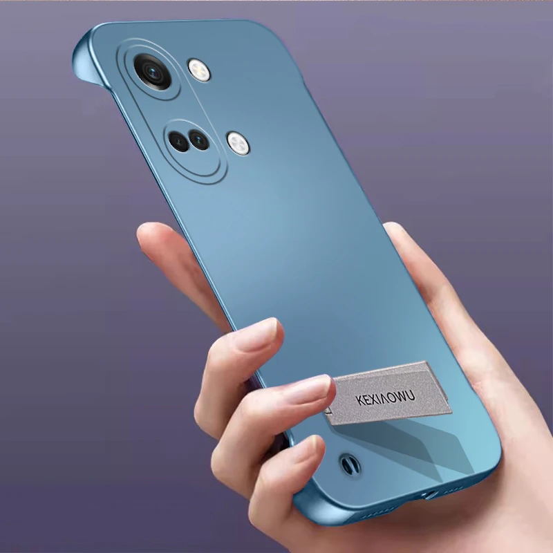 适用一加ACE2V超薄亲肤感无边框手机壳网红裸机纯色支架情侣半包