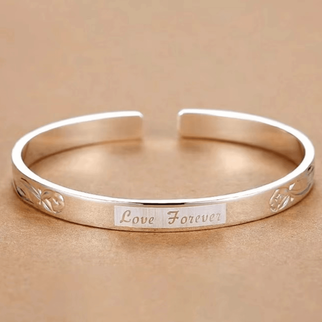 足银手镯 永远的爱时尚百搭情侣简约经典实心精美气质手镯