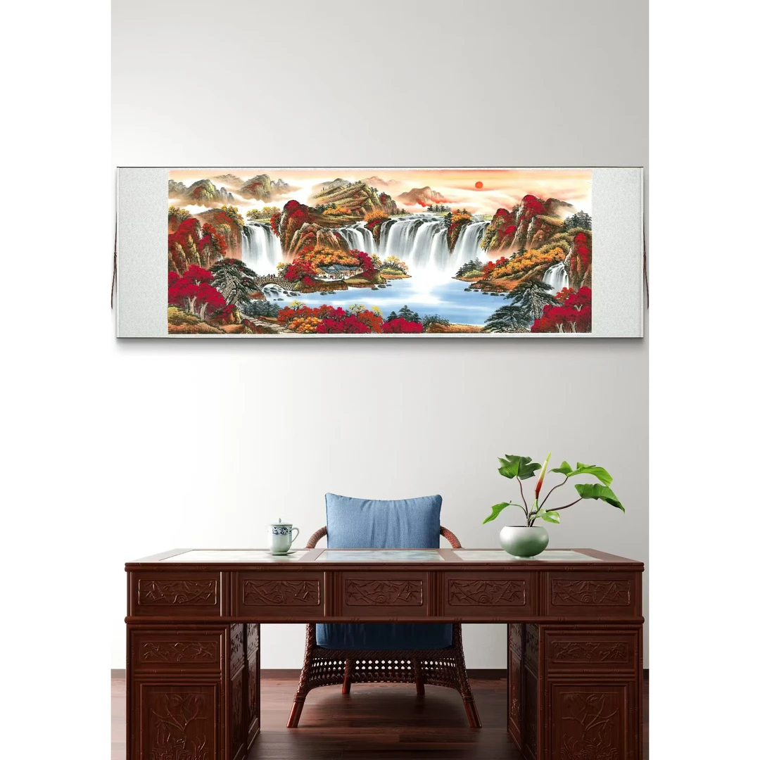 《鸿运当头》客厅书房办公室背景墙挂画320x100