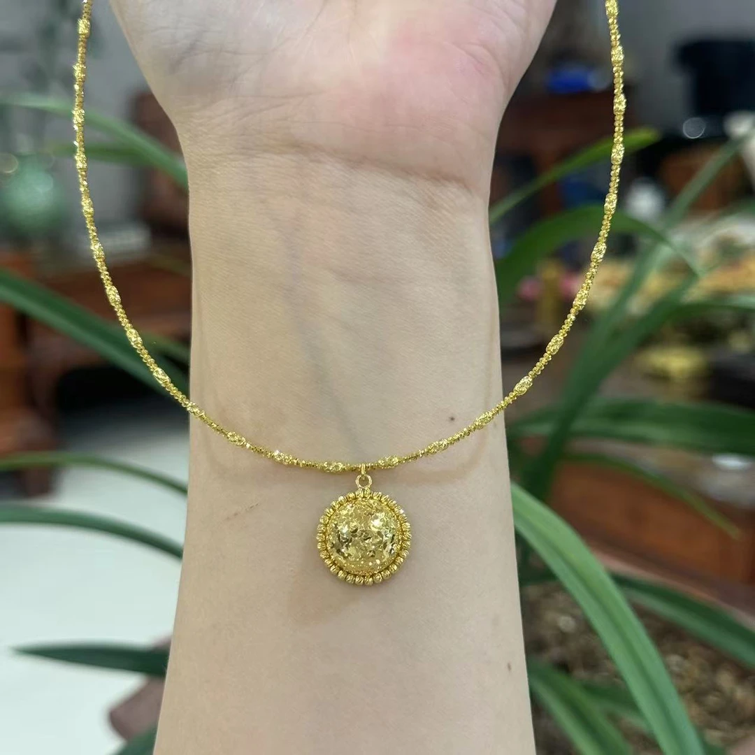 X【碎冰珍珠项圈】足金999精工5