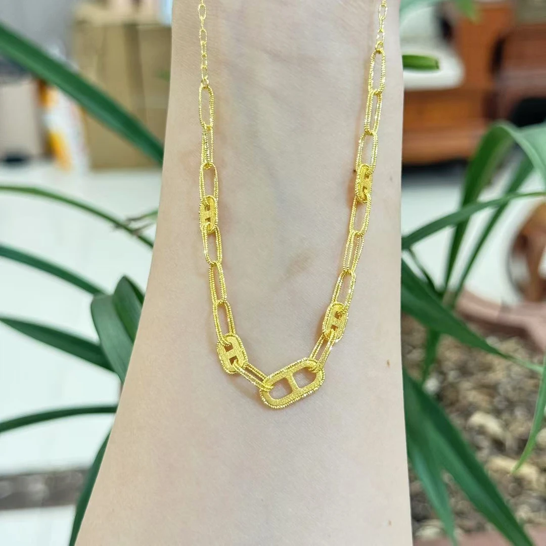 Q【大猪鼻套链】足金999精工5G