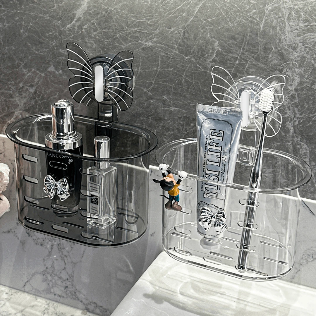 【佳立方】蝴蝶吸盘洗脸巾置物架壁挂式卫生间废弃洗脸巾收纳盒