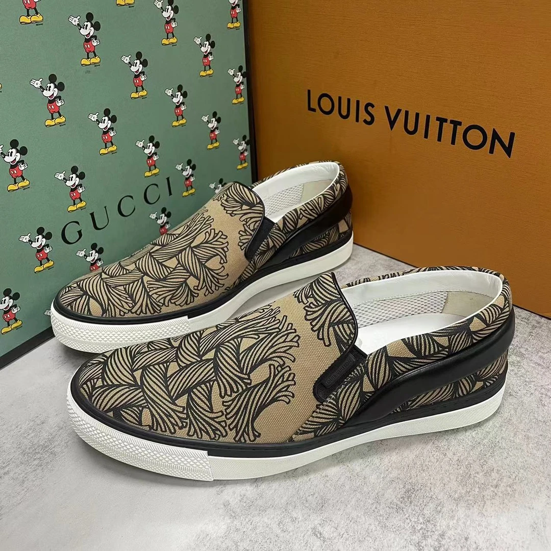 LouisVuitton/路易威登棕色绳索印花低帮一脚蹬/41.5/全新全套/J