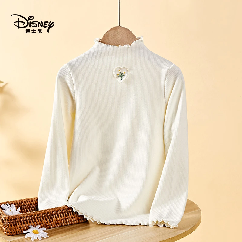 【XH】Disney/迪士尼儿童中高领纯色休闲女童打底衫WXE3ZT152