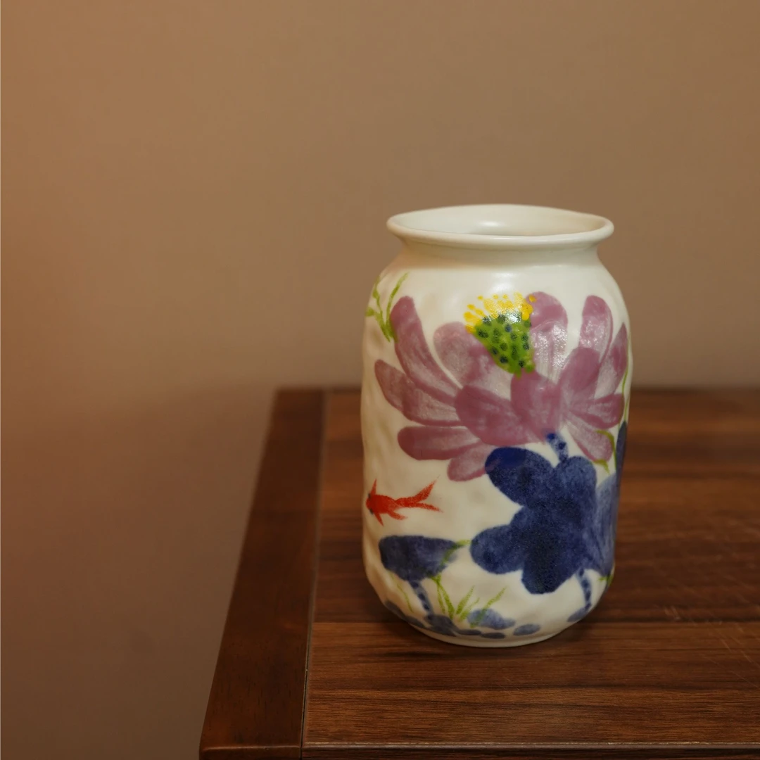 【紫荷哑光】景德镇手绘艺术感小花瓶（rtl521）