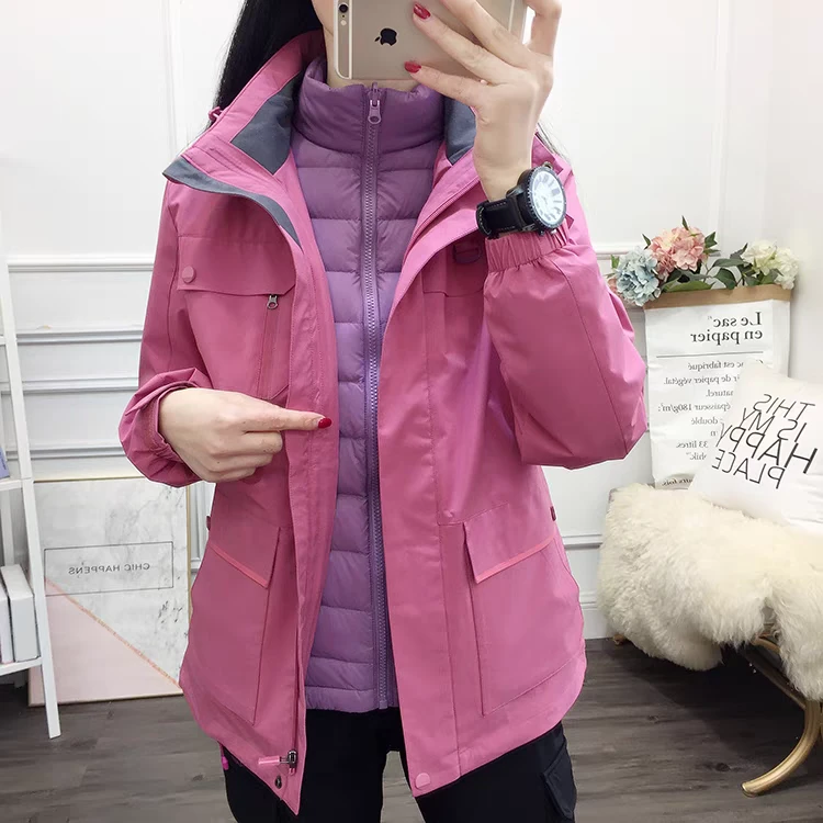 户外冲锋衣男女三合一秋冬季两件套团体工装服外套23898