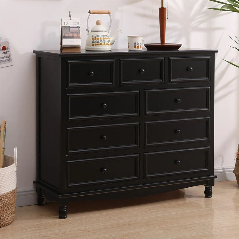 新疆包邮斗柜实木美式收纳储物柜卧室客厅靠墙小柜子置物柜九斗柜