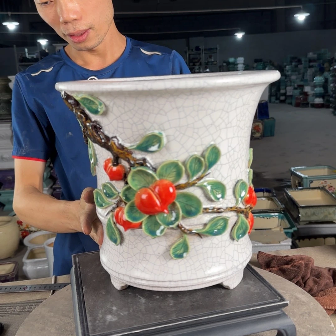 一风堂石湾花盆。高温裂