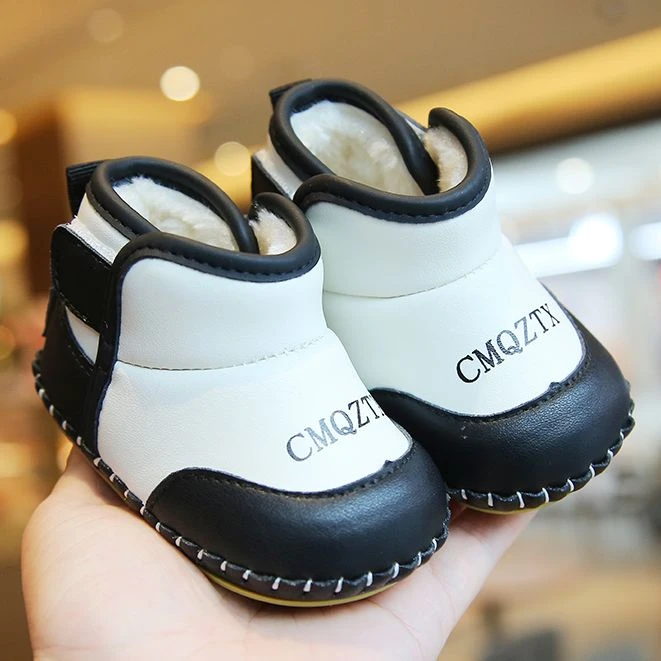 冬季新生男女婴儿鞋0-6-12个月宝宝可爱棉鞋加绒软底保暖学步鞋