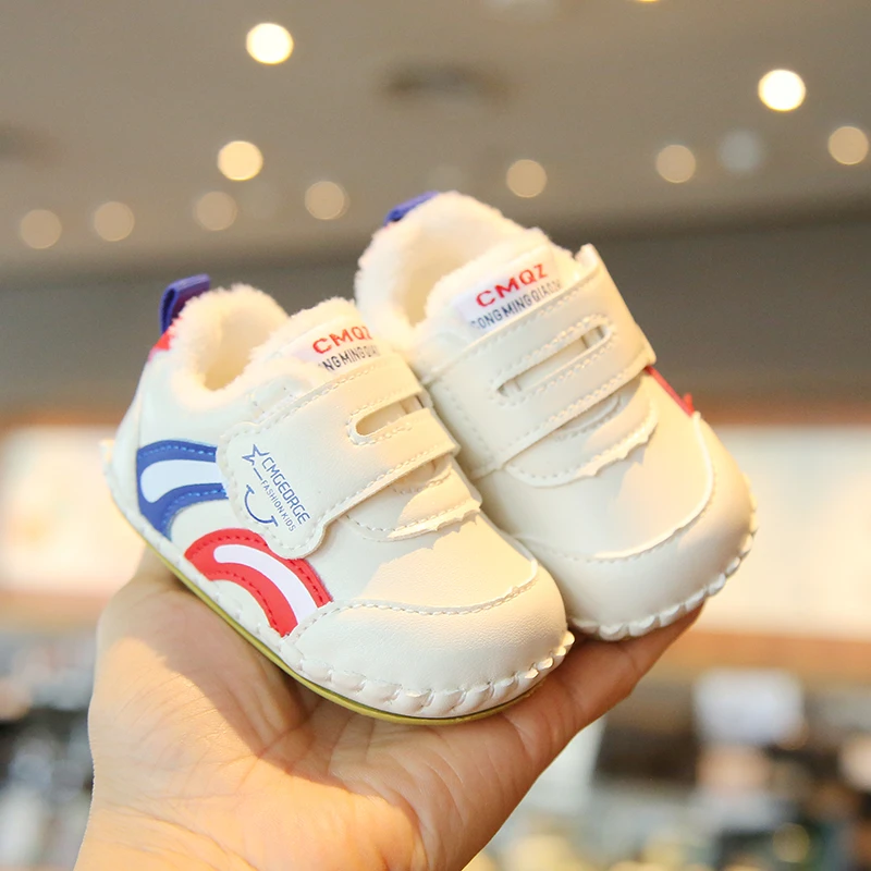 冬季宝宝加绒学步鞋0-2岁简约休闲男女宝宝冬季婴儿鞋加厚学步鞋