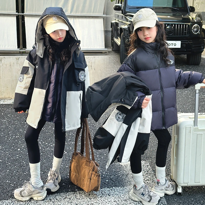 女童冲锋衣羽绒服中长款冬季儿童中大童三合一加厚小女孩北方抗寒