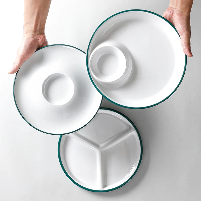 密胺餐具盘子商用仿瓷餐厅饭店酒店餐盘菜盘塑料虾盘拼盘分格装盘