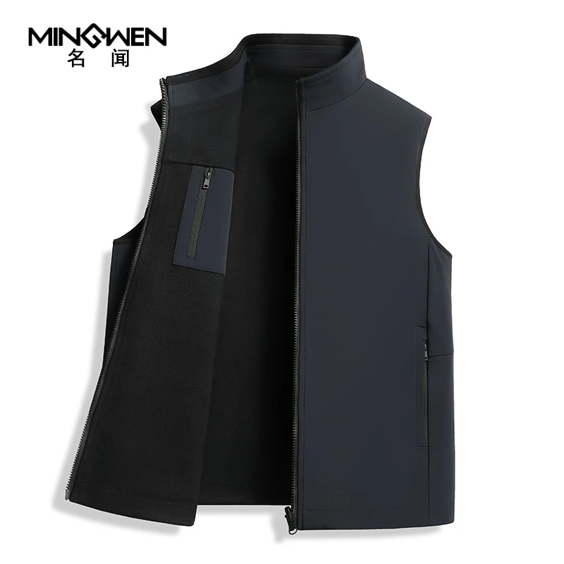 双面穿马甲男立领春秋季时尚潮流高级感外穿背心宽松休闲坎肩外套