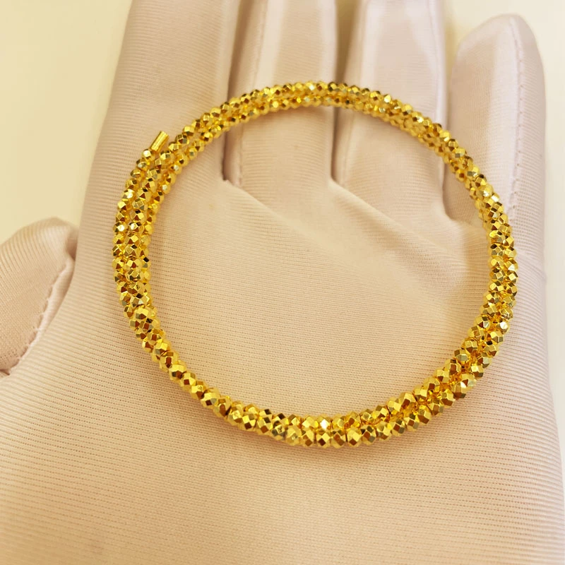 足银手镯 亮面包金工艺蹦迪珠手镯记忆弹力女款碎碎手链手串时尚