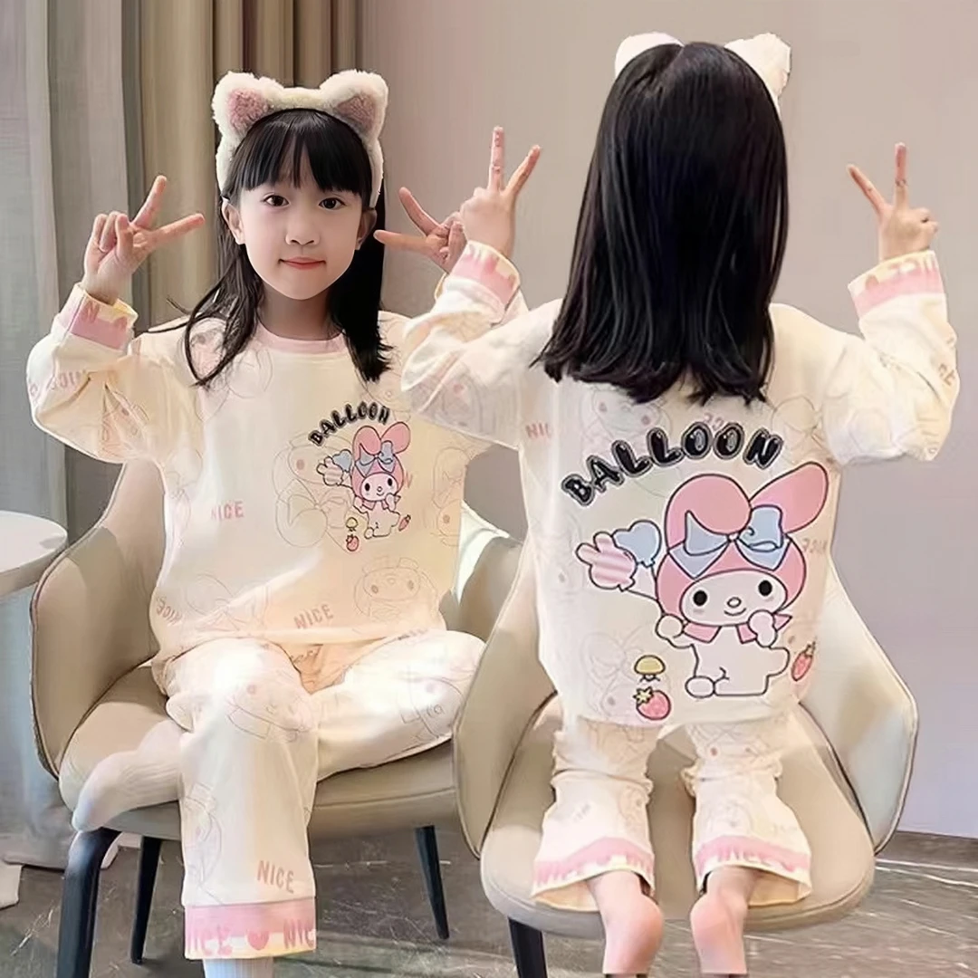 睡衣儿童女款长袖宝宝女童春秋季卡通草莓熊中大童学生女孩家居服