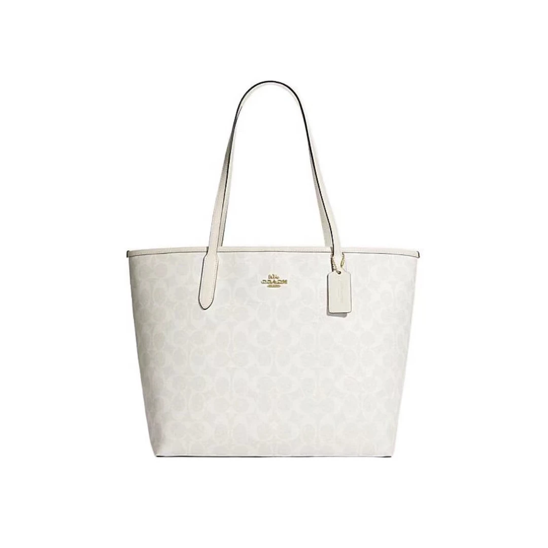 COACH/蔻驰 CITY 33 冰川白单肩百搭托特包 5696 IMRFF