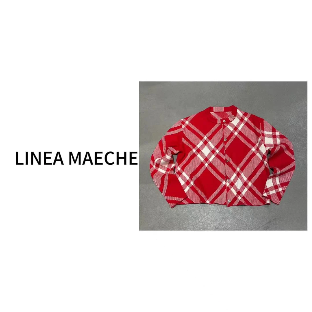 DH088 LINEA MARCHE 小苍兰系列条纹对格开衫毛衣
