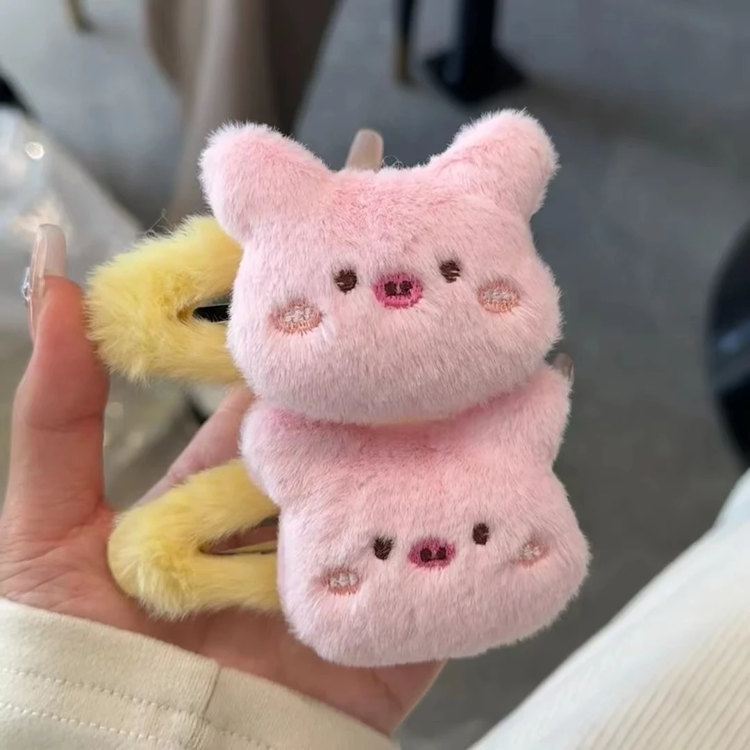 【新品上市】毛绒猪猪/毛绒KT猫【bb夹】韩版卡通可爱软萌发卡ins