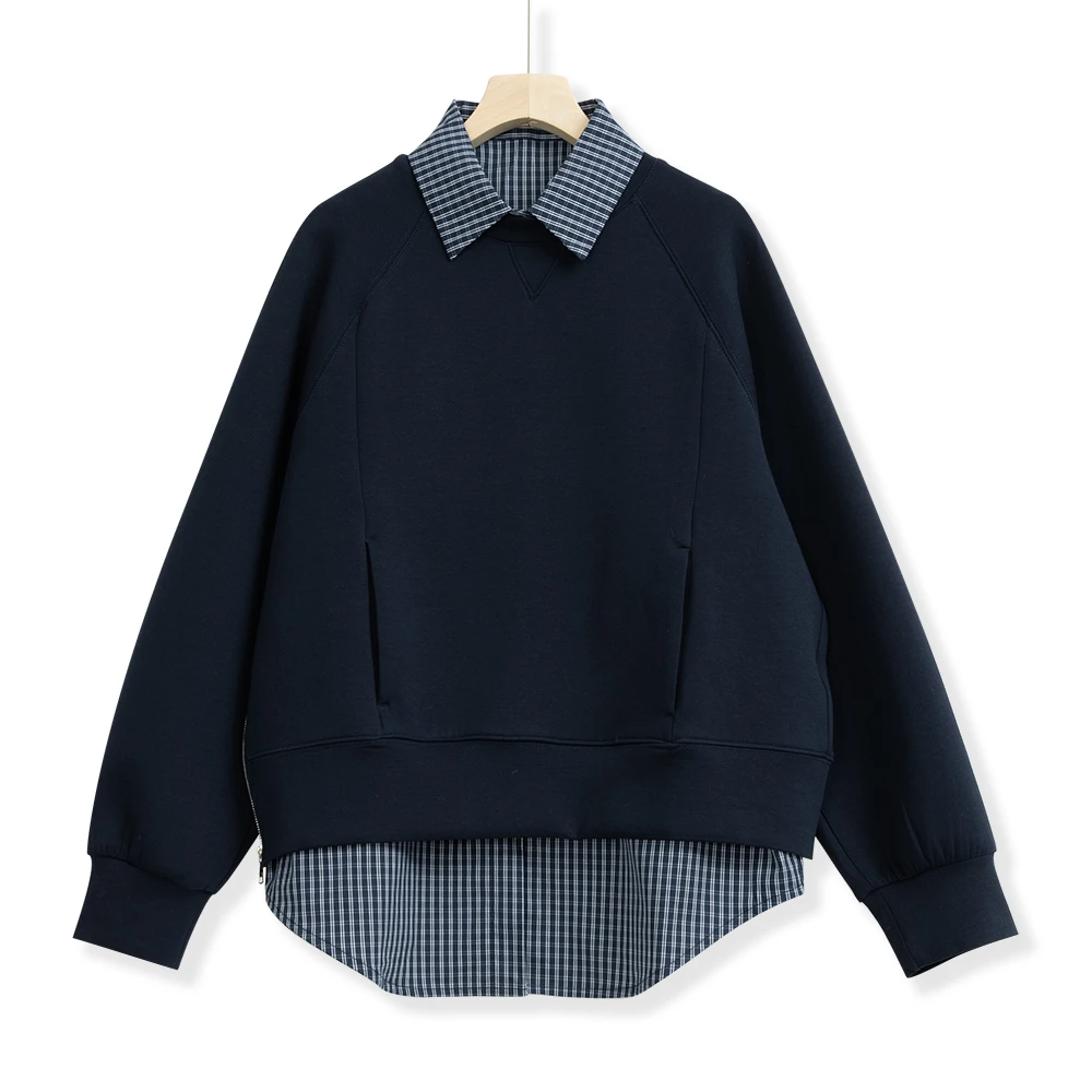 《价格已开现货直发》早春上新时尚简约百搭马甲衬衫卫衣两件套6290