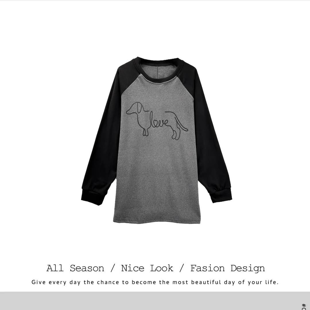 052    潮流时尚插灰色肩宽松百搭卡通长袖   款号#3256