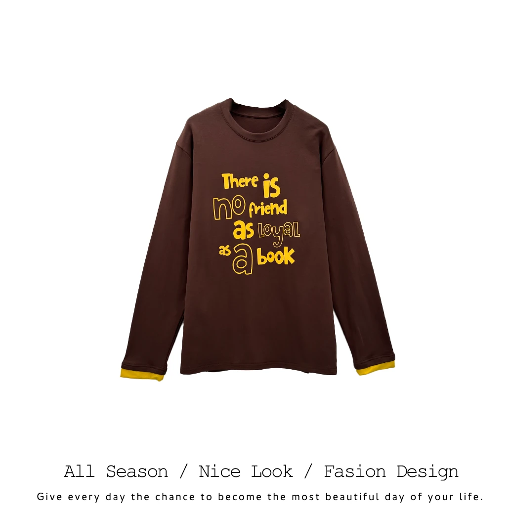 536      时尚咖色字母印花秋冬舒适百搭宽松长袖     款号#2373