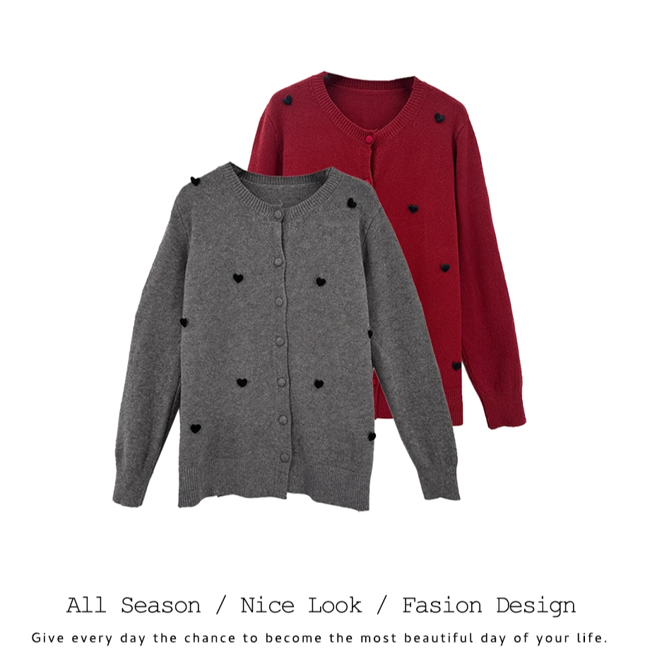 807    欧货时尚双色爱心休闲宽松百搭长袖上衣    款号#4783