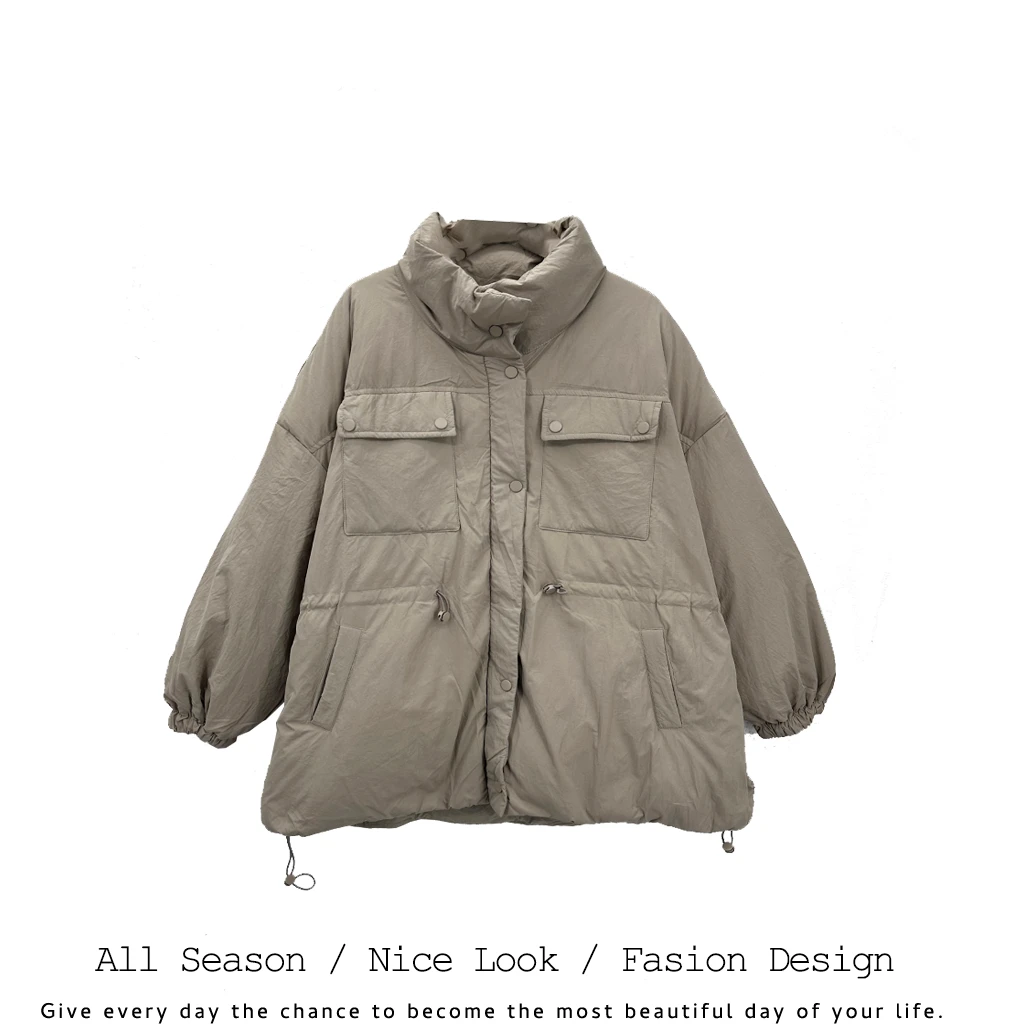 994  欧货时尚杏色休闲潮流秋冬宽松冬季百搭外套   款号#32809