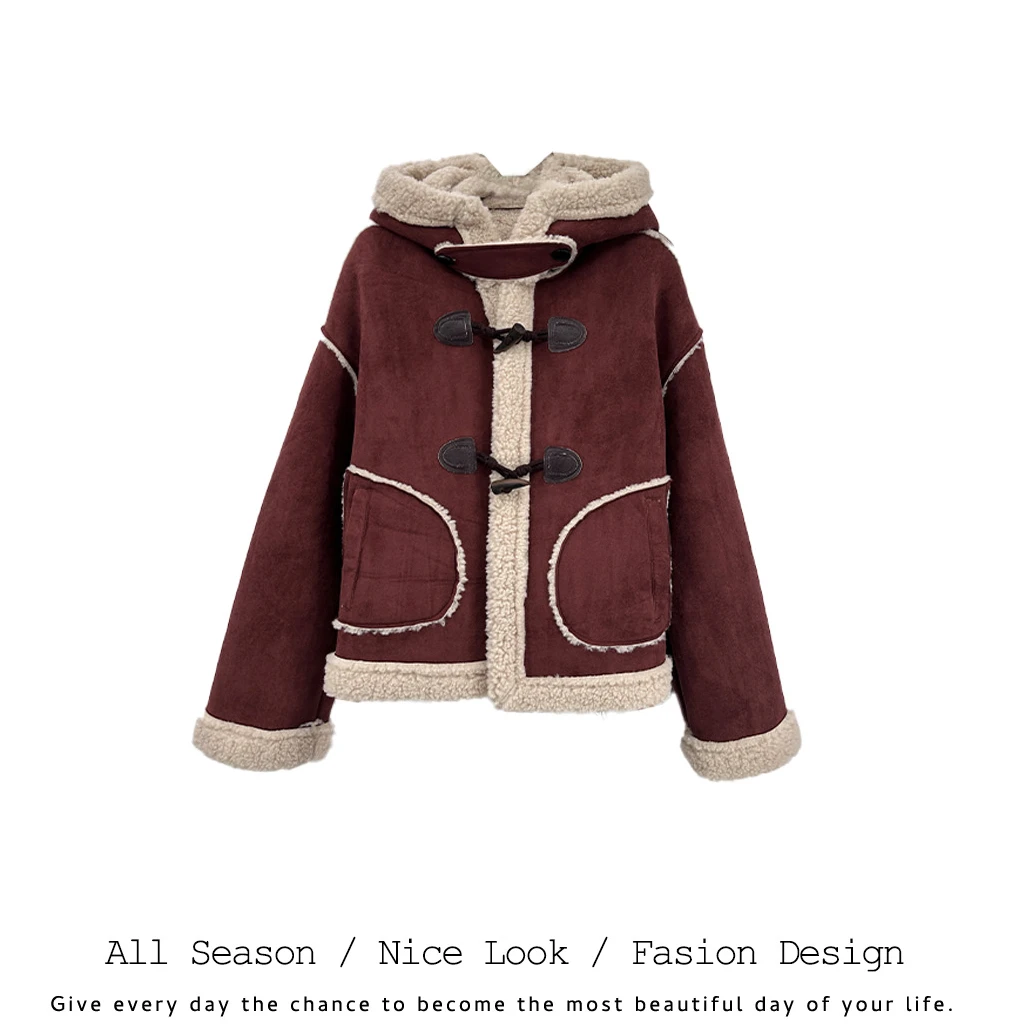 640  时尚加厚连帽大口袋保暖宽松百搭秋冬外套    款号#2266